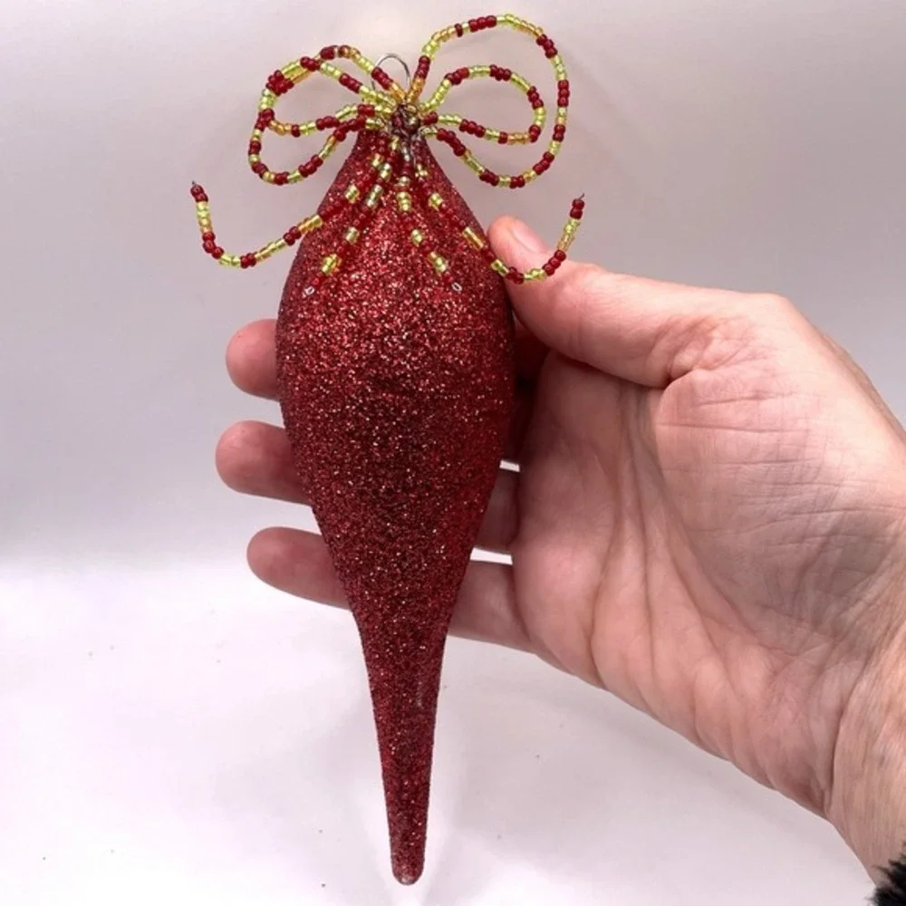 Red Glitter Teardrop Icicle‎ 6.5